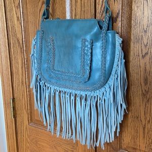 Turquoise Cross Body leather fringe purse